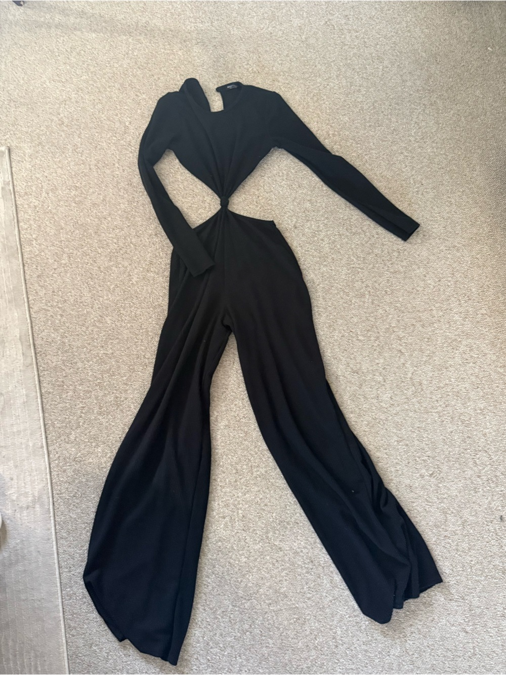 Nasty Gal Black Long-Sleeve Cutout Jumpsuit